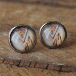 Floral wood stud earrings