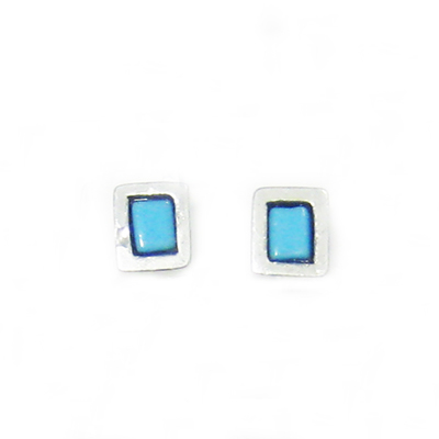 Boucles d'oreilles carrés bleu ciel