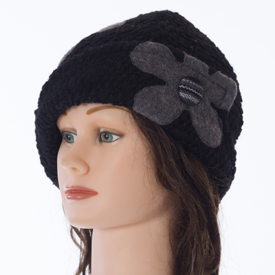 Chapeau floral Noir