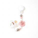 Attache-suce fleur taupe, rose et blanc