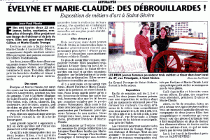 Article paru dans l'Écho de Maskinongé en 2004 pour annoncer notre première exposition à St-Sévère!