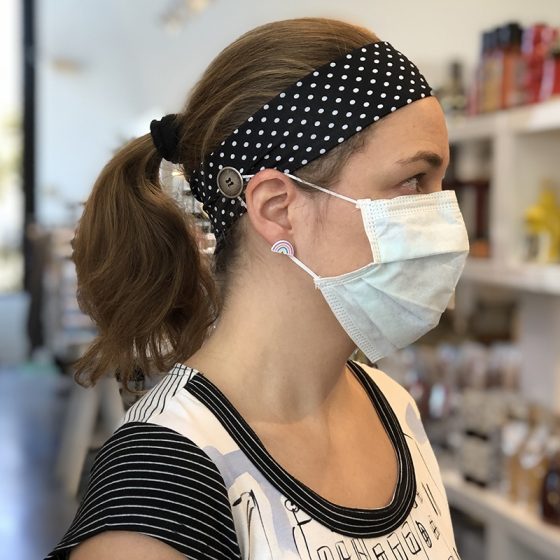 Bandeau étroit avec boutons pour fixer un masque (grandeur large / grand)