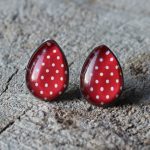  Red and white dots drop earrings