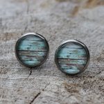 Boucles d'oreilles pin bois turquoise