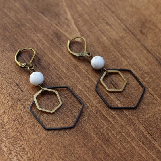 Boucles d'oreilles 2 hexagones