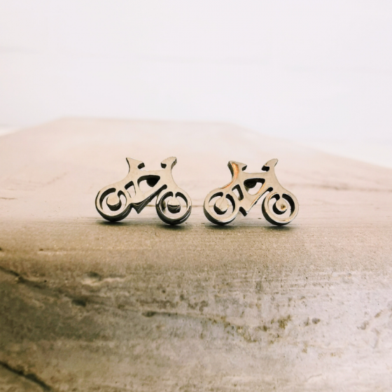 Boucles d'oreille vélo argent