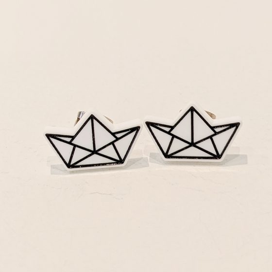 Origami boat earrings