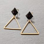 Boucles d'oreilles losange noir et triangle or