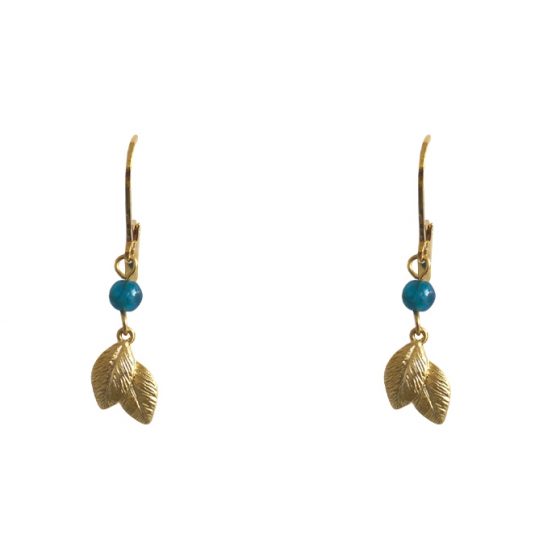 Boucles d'oreilles tombée de feuilles or & apatite verte