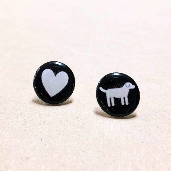 Boucles d'oreille Chien et coeur