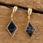 Boucles d'oreilles losange marbre noir