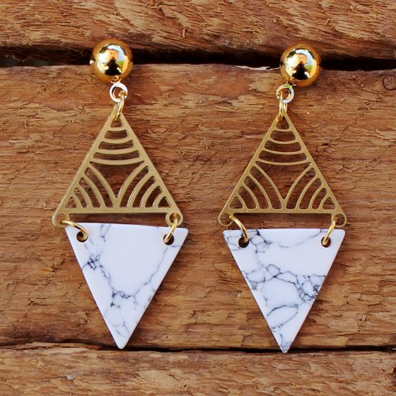 Boucles d'oreilles double triangle blanc