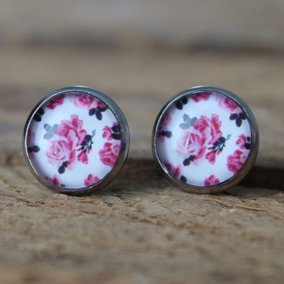 Boucles d'oreilles pin roses antiques