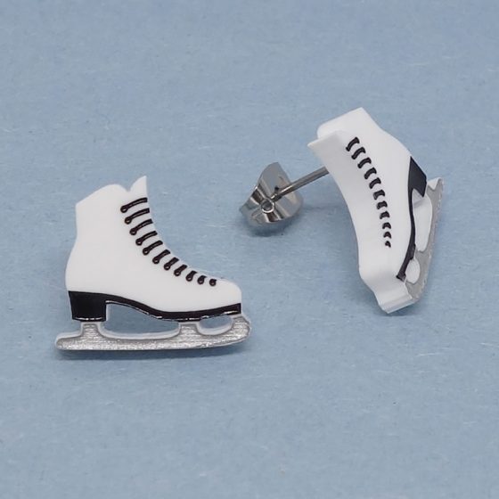 Boucles d'oreilles patin blanc