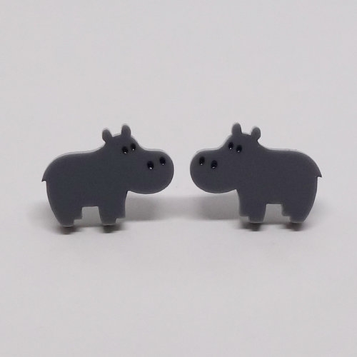 Boucles d'oreilles hippopotame