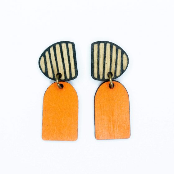 Boucles d'oreilles Artem ligné orange