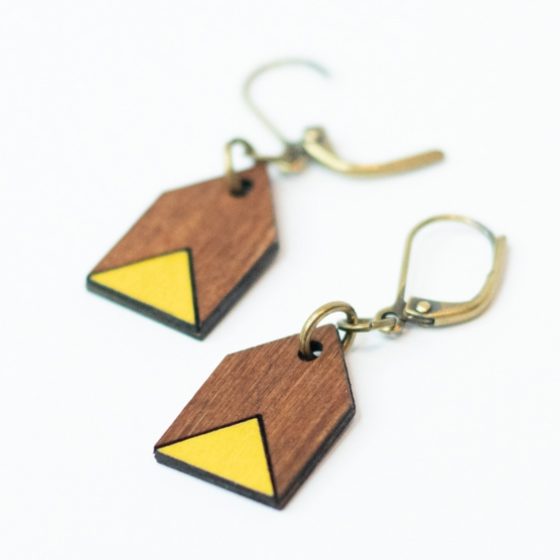 Boucles d'oreilles boho petite brun et jaune