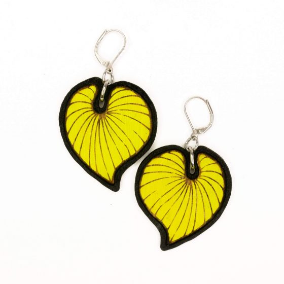 Boucles d'oreilles Colocasia noir et jaune