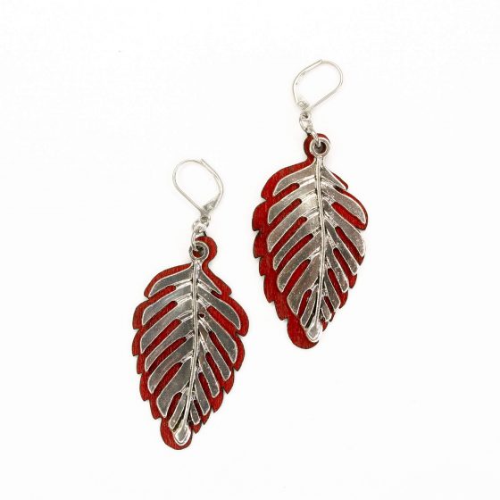 Boucles d'oreilles Fougère rouge