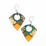 Boucles d'oreilles Jungle Émeraude, noir et orange