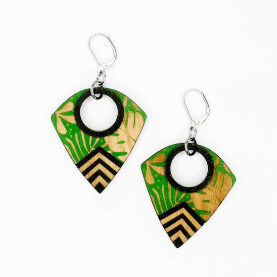 Boucles d'oreilles Jungle Noir, vert et noir