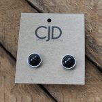 Black round earrings