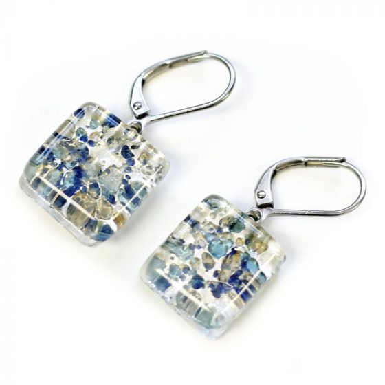 Hook ''motifs'' blue earrings