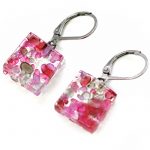 Hook ''motifs'' pink earrings