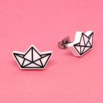 Origami boat earrings