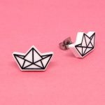 Boucles d'oreilles origami bateau