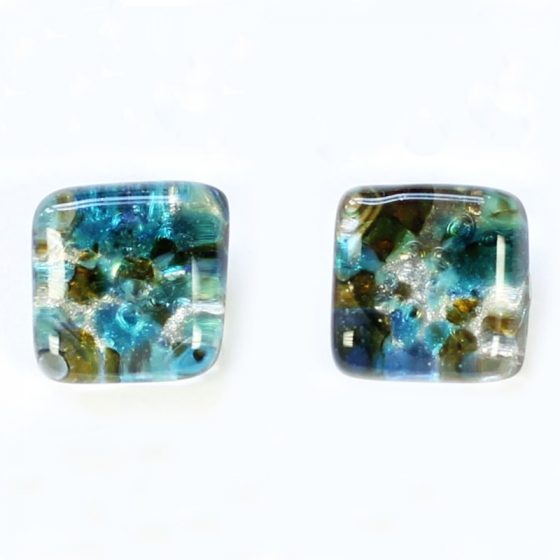 Stud ''motifs'' teal earrings