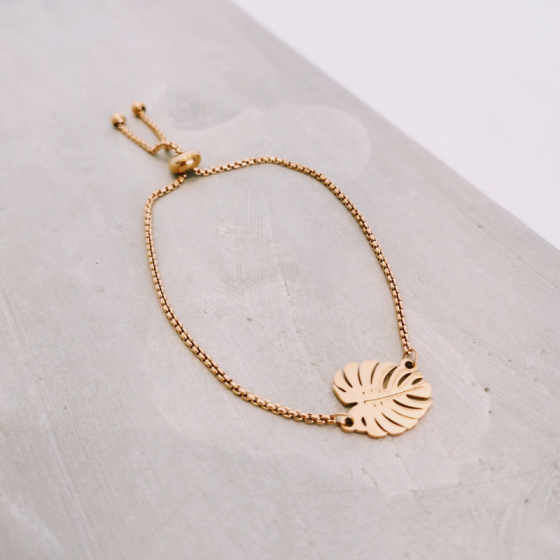 Bracelet feuille bronze