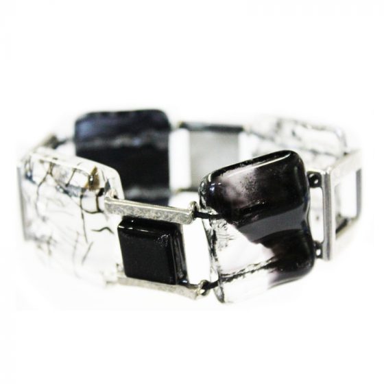 Bracelet Verre et étain noir