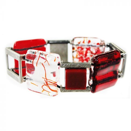 Bracelet Verre et étain rouge