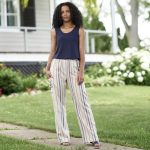 Natural striped ''Détente'' pants