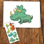 Carte de souhaits et tatou temporaire Dinosaure
