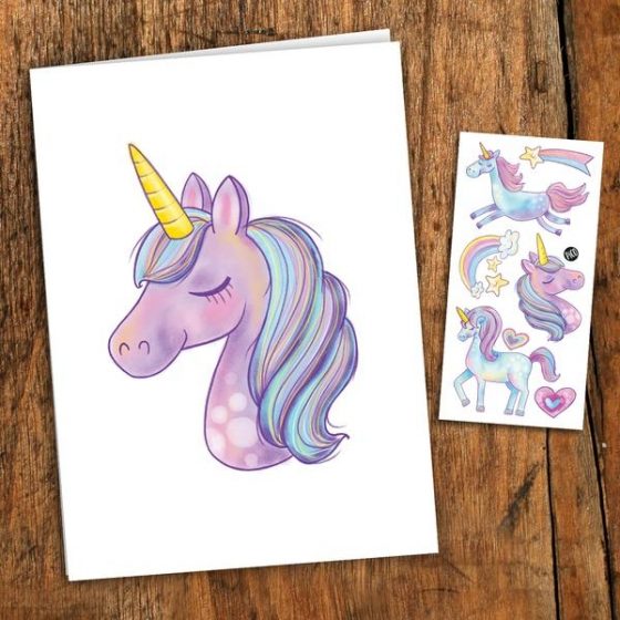 Greeting card & temporary tattoo –