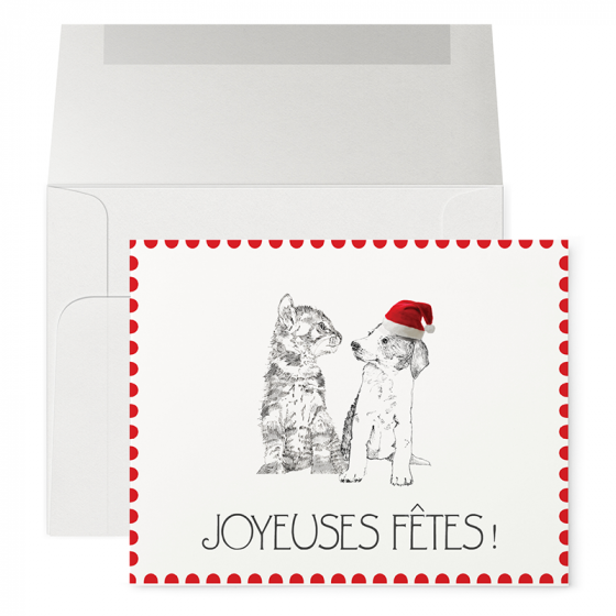 Carte de souhaits Chien et chat de Noël