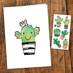 Carte de souhaits et tatou temporaire cactus coquins