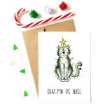 Carte de souhaits Chat-pin de Noël