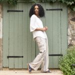 Natural striped ''Détente'' pants