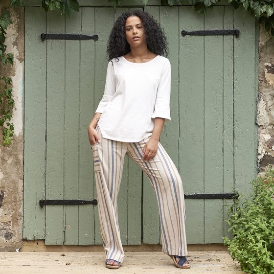 Natural striped ''Détente'' pants