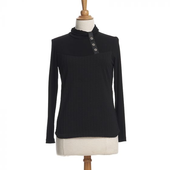 Black and leather imitation Jupiter sweater