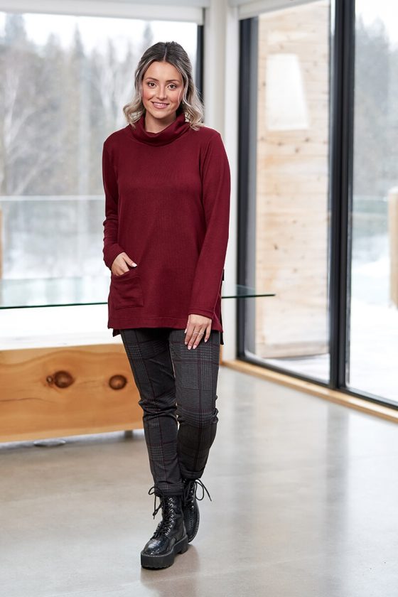 Burgundy ''thuya'' sweater-tunic