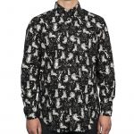 Chemise pour homme chats blancs / fond noir