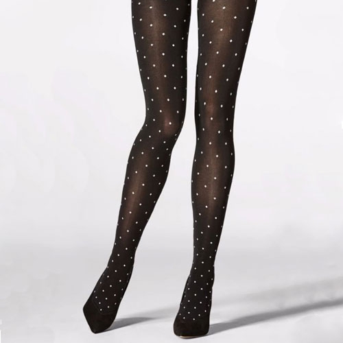 Opaque tights with white polka dots