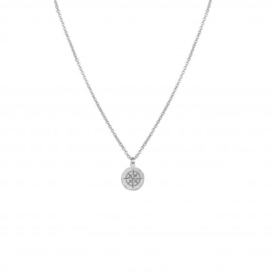 Collier médaillon boussole argent