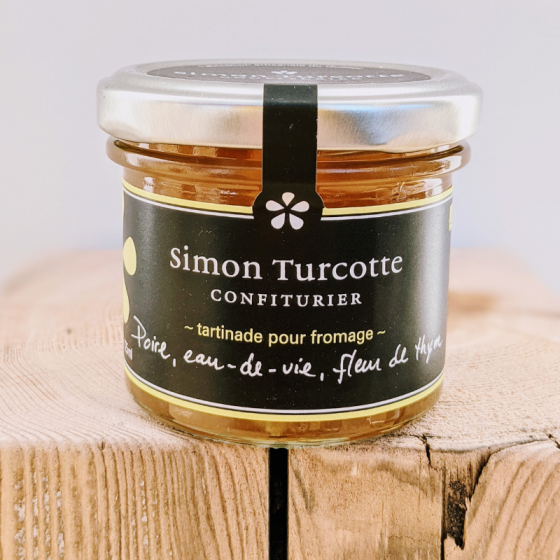 Confiture Poire, eau-de-vie, fleur de thym