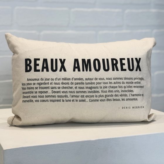 Coussin zen poétique Beaux amoureux