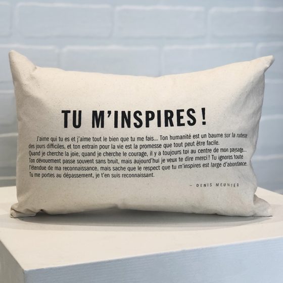 Coussin zen poétique Tu m'inspires